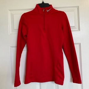 NIKE fit dry red quarter zip-up athletic top size XS